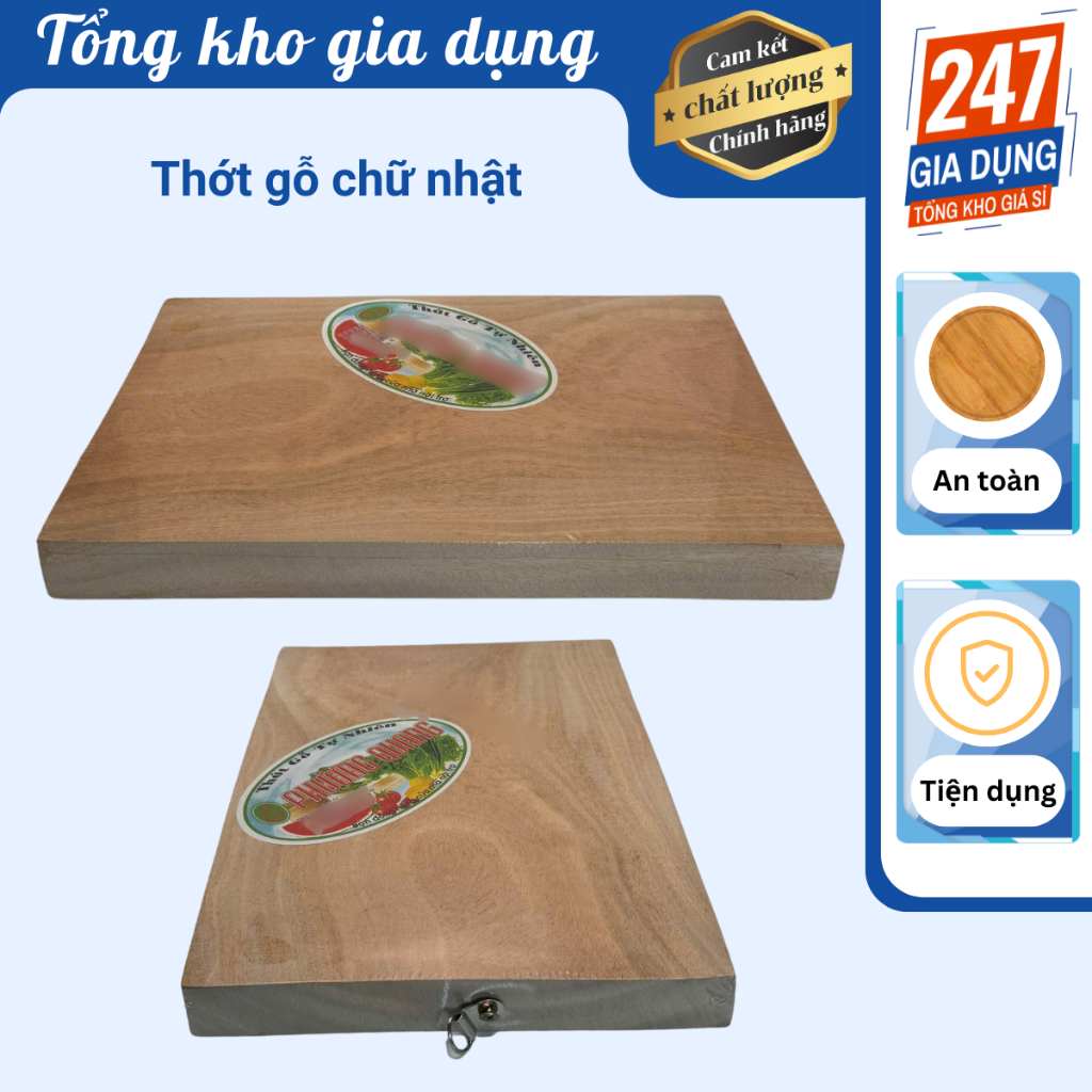 Thớt gỗ hình chữ nhật, thớt vuông bằng gỗ xà cừ tự nhiên, không sơn, không tẩm hóa chất