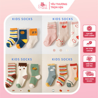  Combo 3 Đôi Tất Chân Cotton Nỉ Bông Mềm Mại Ấm Áp Cho Bé Trai Bé Gái Từ 0-3 Tuổi Chống Trơn Trượt Xinh Xắn - TC02 