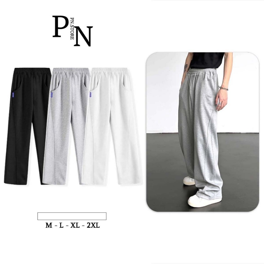 Quần Nỉ Nam Ống Suông Rộng Thể Thao PN STORE Vải Cotton 2 Da Co Giãn Nam Nữ Track Pants Unisex Q2DA