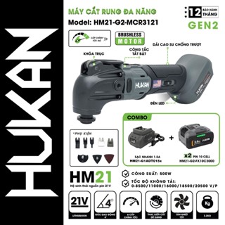 Máy cắt rung đa năng pin HUKAN HM21-G2-MCR3121, Công suất 500w, 6 Tốc độ
