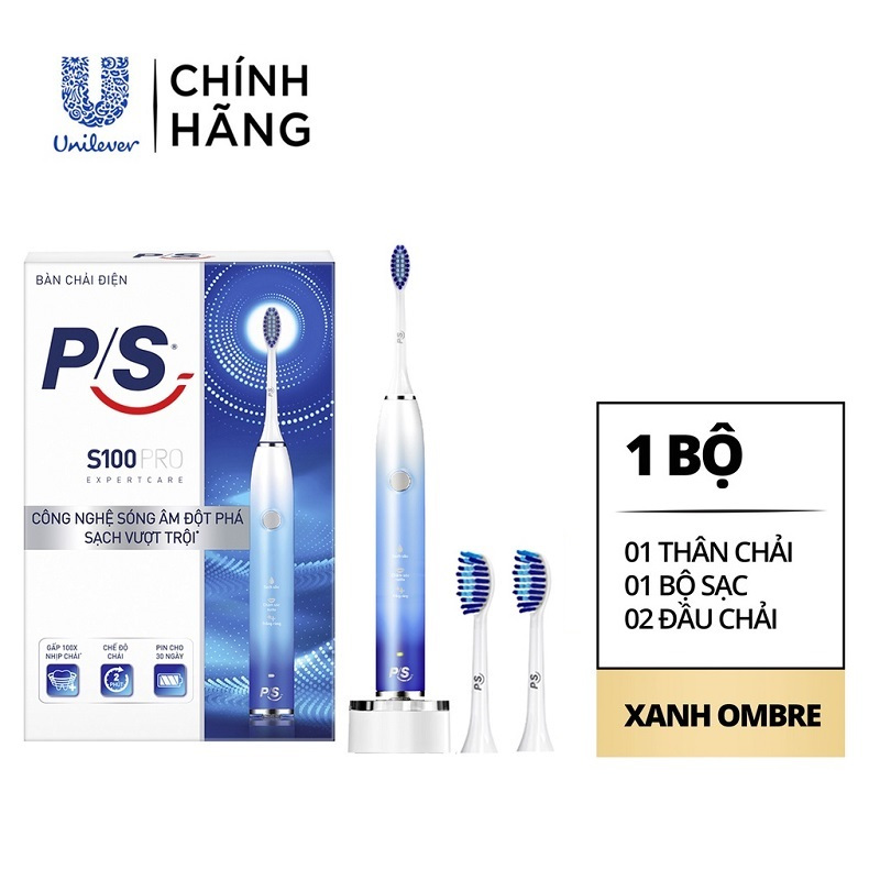 Bàn Chải Điện P/S Sonic Expert, S100 Pro Công Nghệ Sóng Âm Chải Sạch Mảng Bám Tới 10X