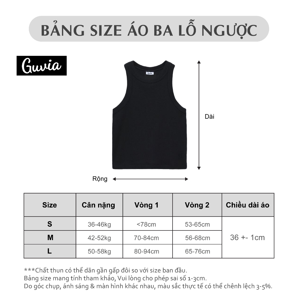 Áo Croptop Ba Lỗ Nữ NGƯỢC Trơn Ôm Body Chất Tốt, Áo CRT Kiểu nữ ôm thun gân mềm mát GUVIA CR1 | BigBuy360 - bigbuy360.vn