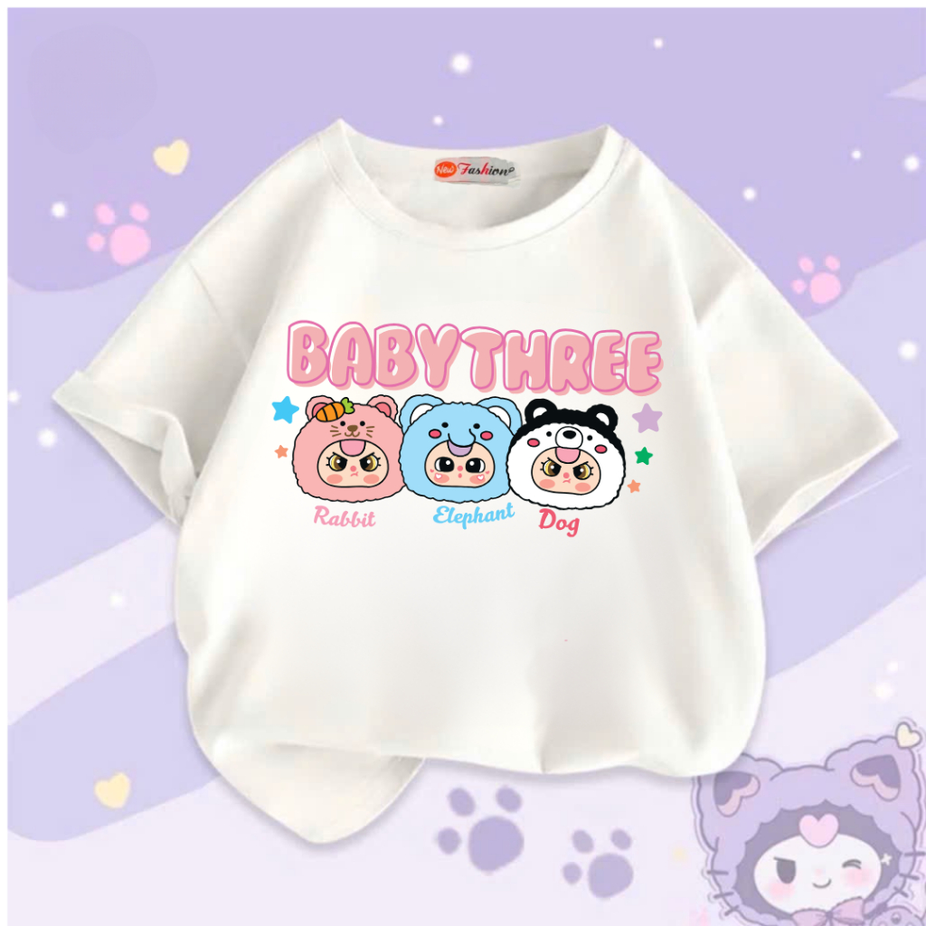 Áo thun trẻ em Baby three cao cấp VINKIDS - 1 ÁO - Áo Phông trẻ em VẢI COTTON 4 CHIỀU - V-034