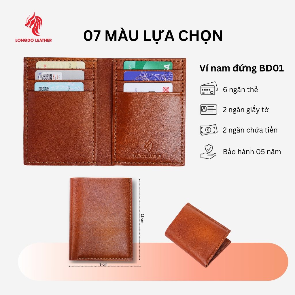 Ví da bò thật cao cấp thương hiệu Longdo Leather - BD01