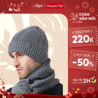 Combo Len Giữ Ấm HUMI Cho Nam Nữ Có Mũ Khăn Găng tay Giữ ấm thời trang mùa Đông Cao Cấp