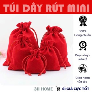 Túi dây rút 3II HOME Túi dây rút vải đa năng màu đỏ đựng trang sức mỹ phẩm quà tặng vật dụng cá nhân