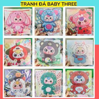 Tranh Đính Đá Hoạt Hình 20*20 Bé Ba Baby Three, Tranh Baby Three