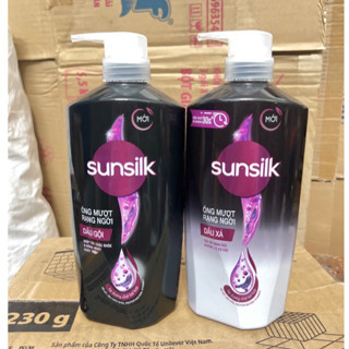 Combo dầu gội xả sunsilk đen óng mượt rạng ngời gội 650g/ xả 640g