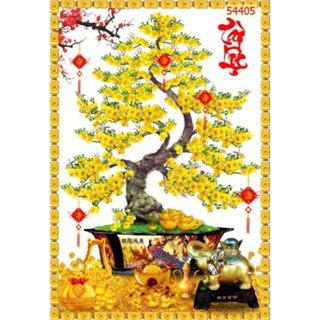 Tranh hoa mai hoa đào, tranh 3D dán tường in trên chất liệu vải lụa (shop tặng kèm keo dán)