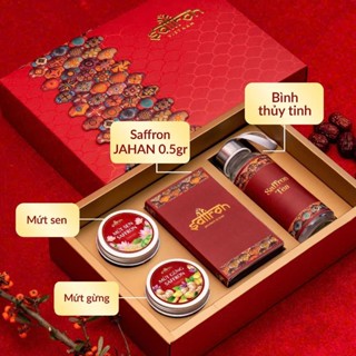  Set quà  TẾT   Nhụy Hoa Nghệ Tây Saffron  0.5Gr kèm trà hoa vơi đông trùng hạ thảo 