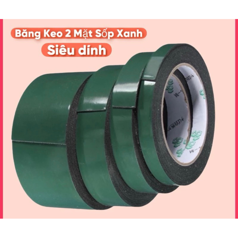 ( COMBO 5 CUỘN )Băng dính xốp 2 mặt, băng dính xốp xanh các loại 2cm và 5cm