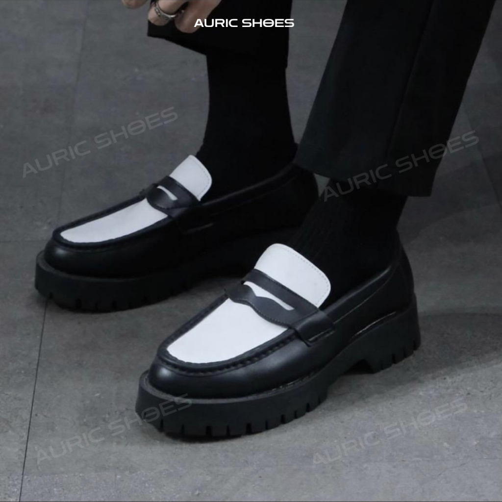 Giày Chunky Penny Loafer hack 5cm chiều cao da sít chống nhăn bảo hành 12 tháng - Tặng kèm lót tăng 