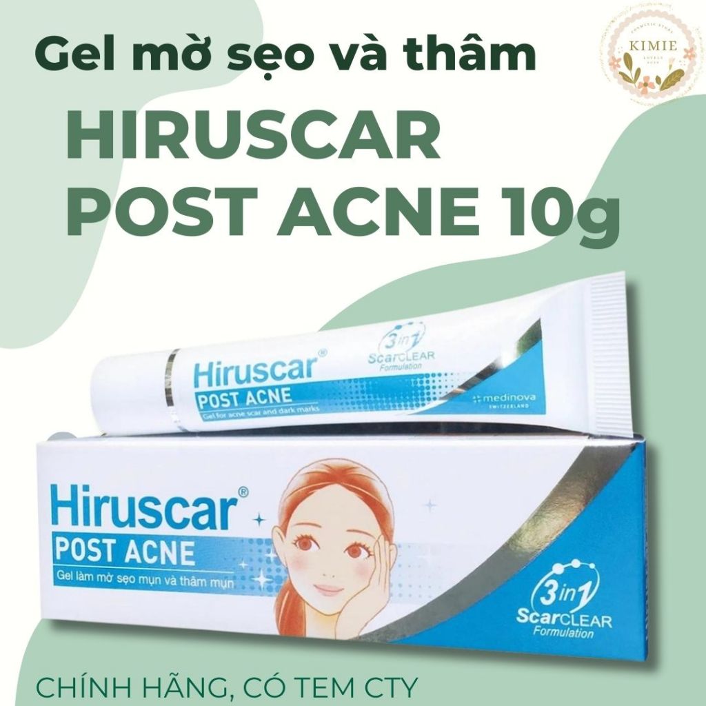 (TEM CTY) HSD 09/26 Gel chăm sóc sẹo mụn và mụn thâm Hiruscar Post Acne 10g