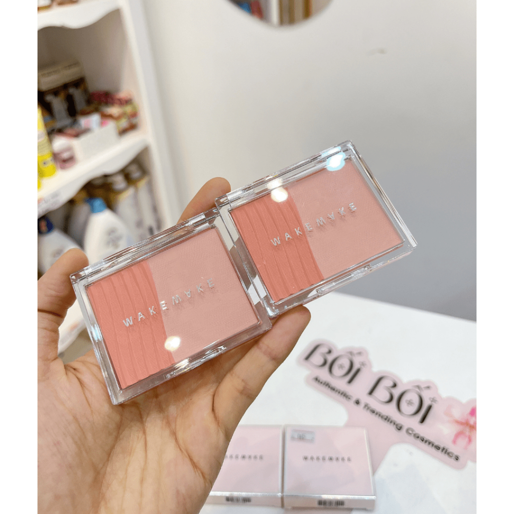 (GIAO SIÊU TỐC 4 GIỜ) MÁ HỒNG WAKEMAKE SHEER LAYERING DUAL BLUSHER 01 CHEERFUL CORAL 5g