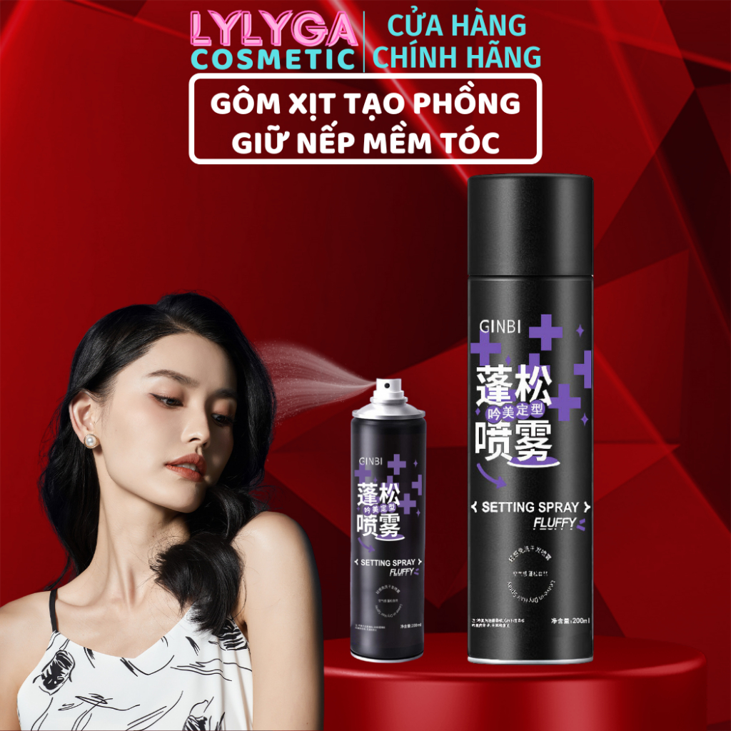  Gôm xịt tóc mềm giữ nếp tạo phồng tóc GINBI 200ml keo xịt tạo phồng giữ nếp mềm tóc và bồng bềnh tự nhiên 