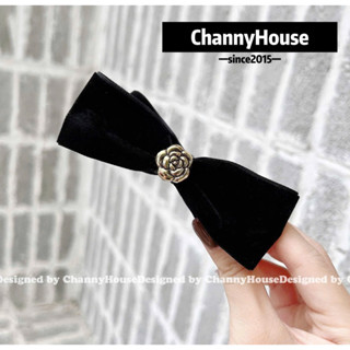 Kẹp dọc phồng tóc thiết kế nơ nhung tiểu thư mix hoa trà KP [ChannyHouse]