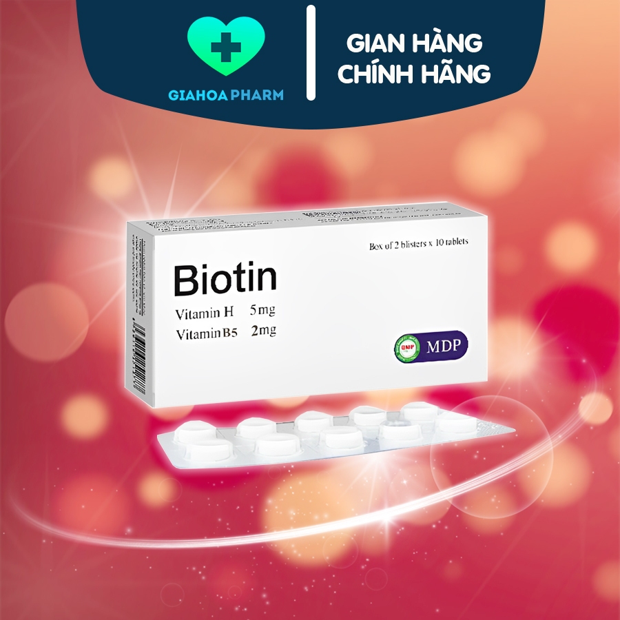 [CHÍNH HÃNG] Viên uống Biotin (Vitamin H, B5) MDP giúp da đẹp mịn màng, bảo vệ tóc, giảm rụng, tóc, móng chắc khoẻ