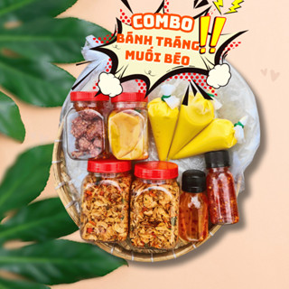 COMBO MUỐI BÉO - Bánh tráng phơi sương 150g, muối tép hành phi 200g, bơ 150g, hũ tóp mỡ