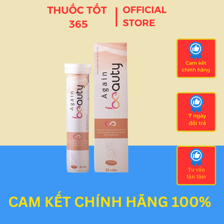 COMBO 2 TUÝP SỦI AGAIN BEAUTY Viên Sủi Làm Trắng, Trẻ Hóa Da, Mờ Nám, Chống Lão Hóa - Hộp 20 Viên - 