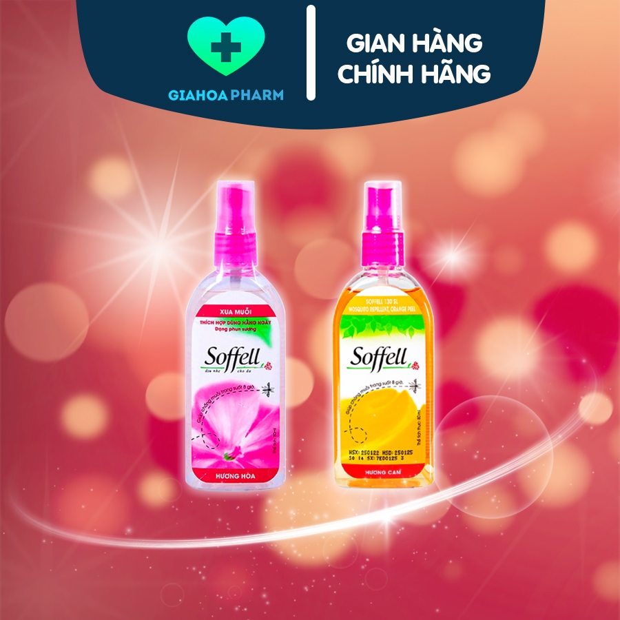 Xịt chống muỗi Soffell - Phun sương xua đuổi, ngăn muỗi đốt, kéo dài 8 giờ (hương hoa / cam) [sofell, soffel, sofel]