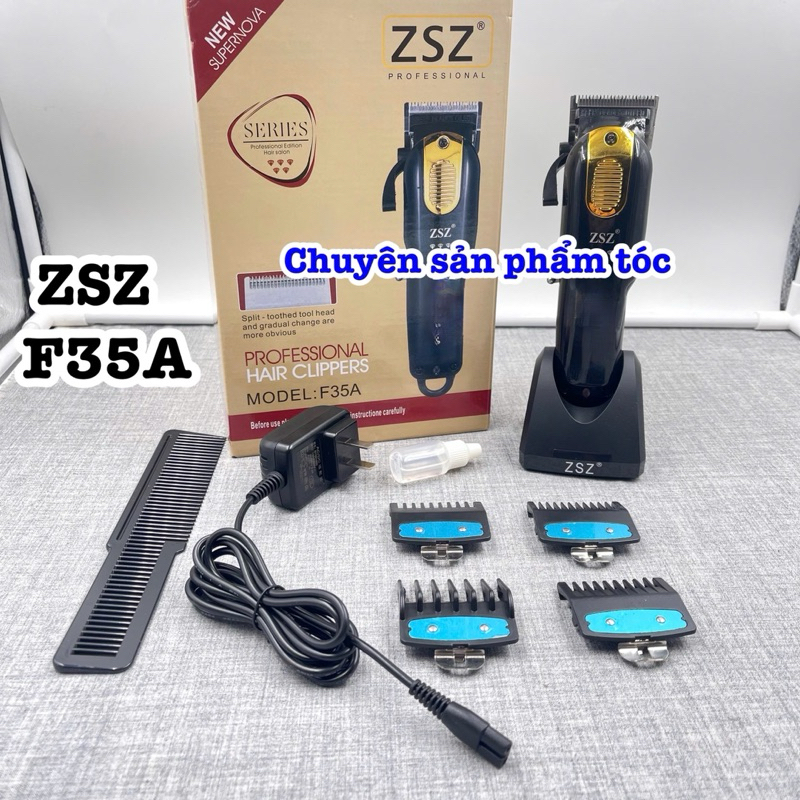 ✅ZSZ Tông đơ cắt tóc chuyên nghiệp ZSZ F35A - lưỡi kép thép không gỉ, pin 2600mAh, có Dock sạc, chất