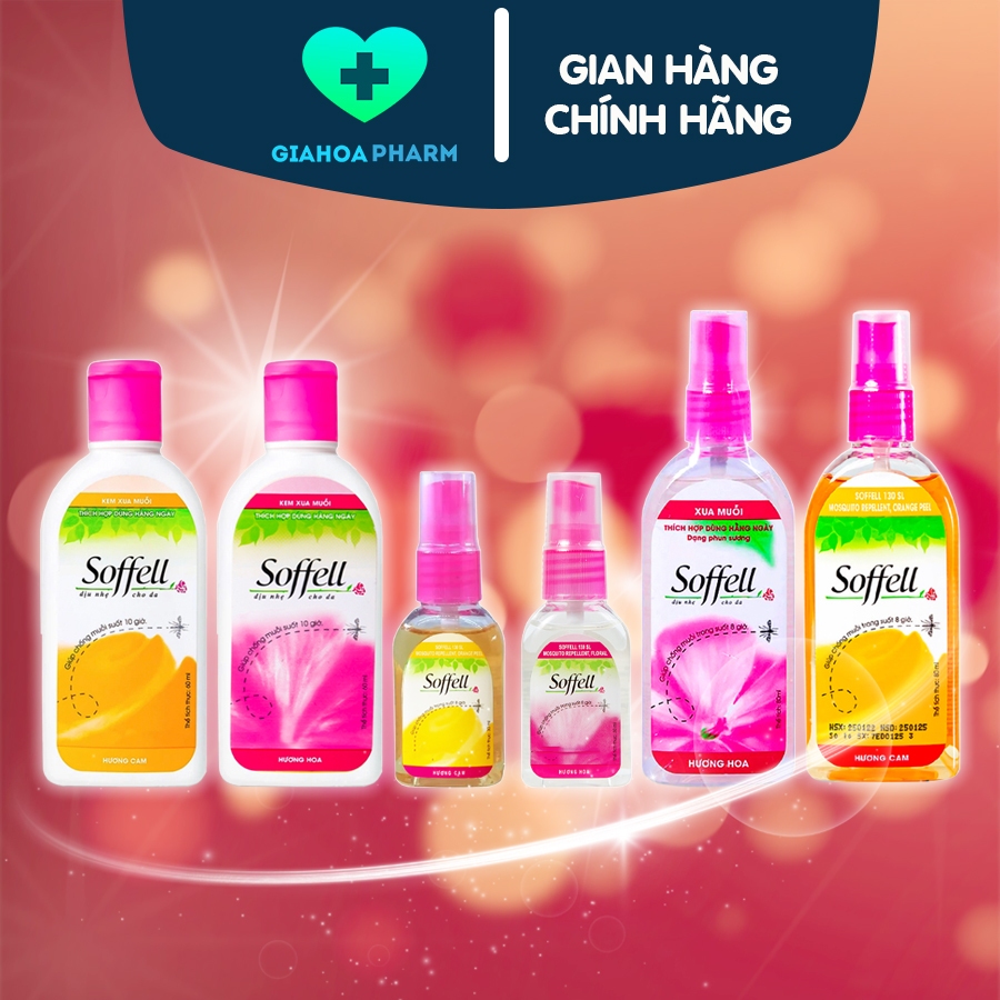 Xịt / Kem bôi chống muỗi Soffell - Xua đuổi ngăn muỗi đốt 8 - 10 giờ (Hương hoa / Hương cam) [sofell, soffel, sofel]