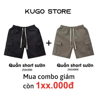 COMBO 2 Quần Short Box Sườn KUGO - Quần Short Kaki Túi Hộp Sườn Nam Nữ #4 màu
