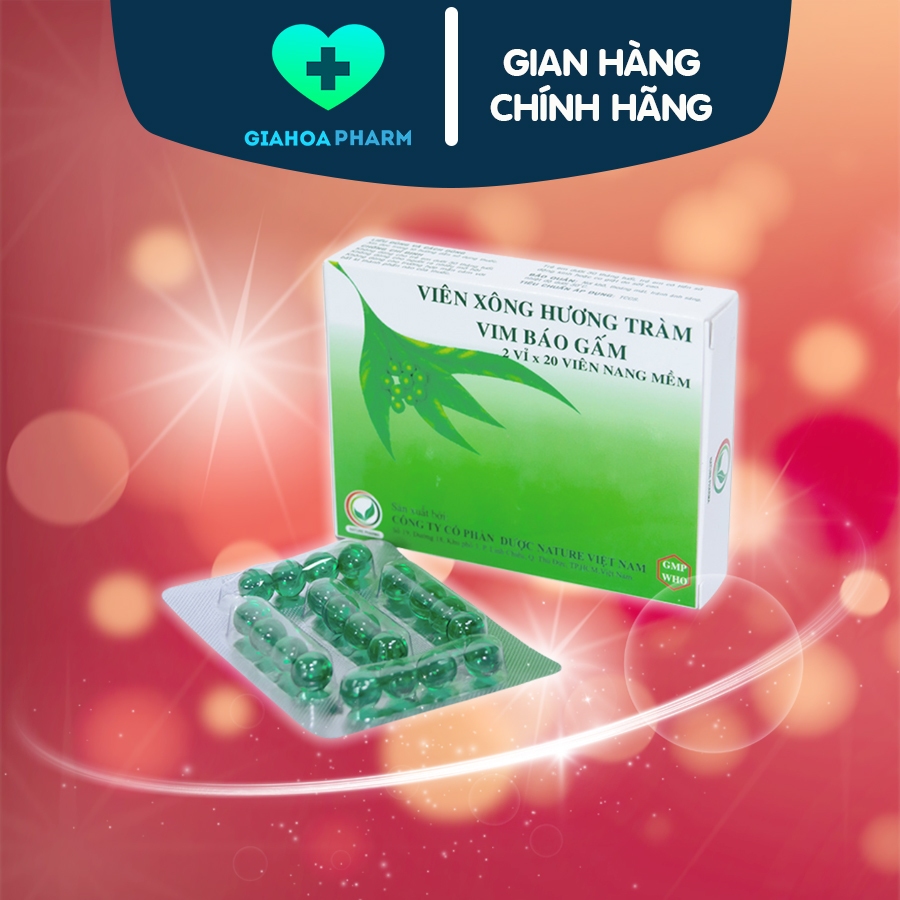 Viên xông tinh dầu Hương Tràm Vim Báo Gấm - Hộp 40 viên - Xông cảm, sát trùng mũi họng
