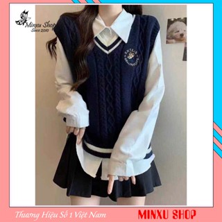  Áo Len Gile Cổ Tim Thêu GẤU TRÒN Vân Vặn Thừng Chất Dày Dặn Hàng QC Minxu Shop GL31K 