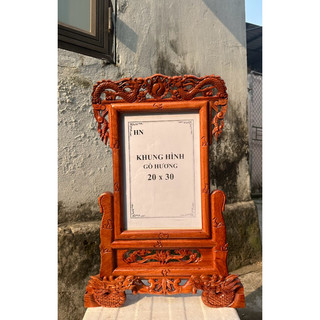Khung ảnh thờ chạm rồng gỗ hương