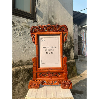 Khung ảnh thờ chạm rồng gỗ hương