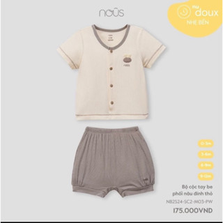 Bộ quần áo cộc tay chất liệu peptit Nous hè cho bé trai bé gái đủ màu size từ 3 tháng đến 2 tuổi HB0011