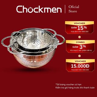  Rổ Inox CHOCKMEN Inox 18 10 Size 20 - 24 -18Cm Rổ Rửa Rau Hoa Quả Rổ Giá Đa Năng Nhà Bếp 