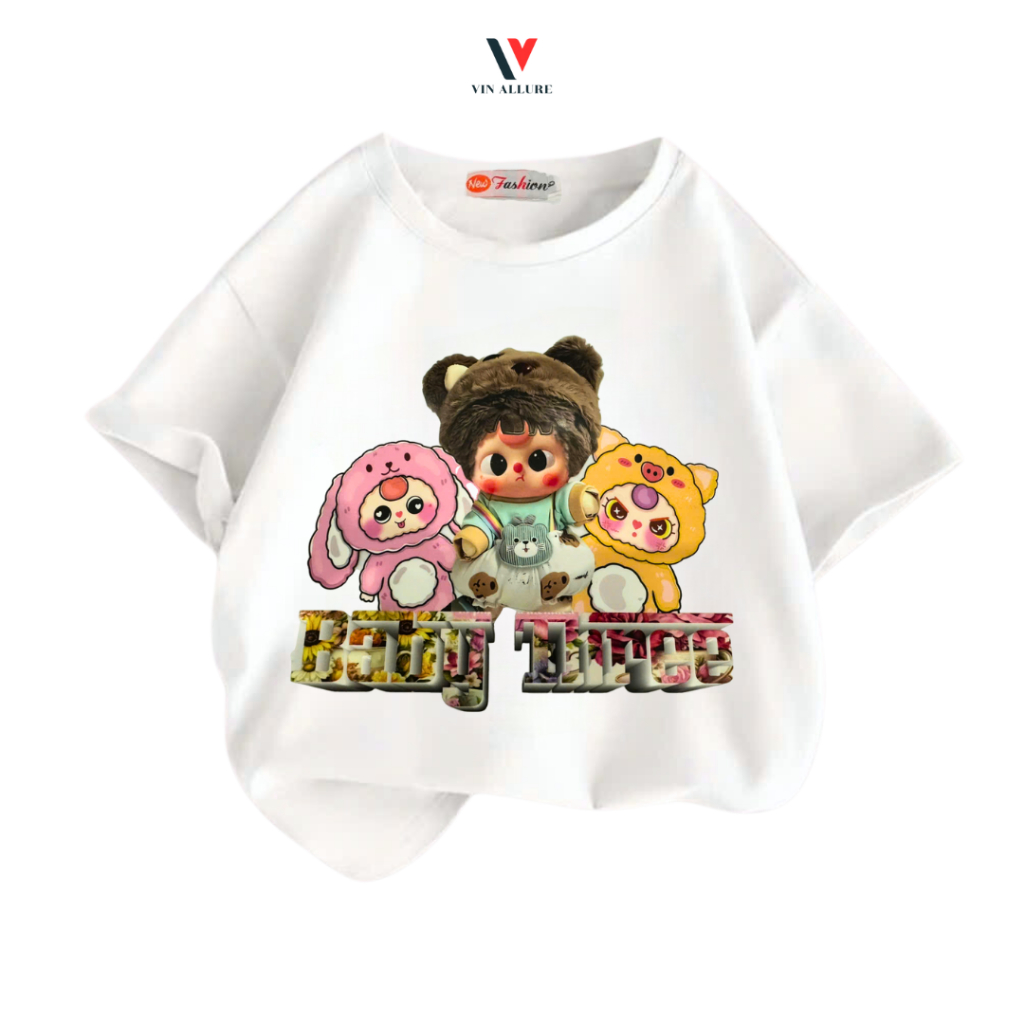 Áo thun trẻ em Baby three cao cấp VINKIDS - 1 ÁO - Áo Phông trẻ em VẢI COTTON 4 CHIỀU - V-036