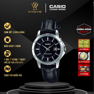 Đồng Hồ Nữ Casio LTP-V004L-1AUDF  Màu Đen Kim Bạc Mặt Kính Khoáng 30mm Chống Nước Vỏ Kim Loại Dây Da Chính Hãng