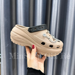 Sục cross nữ đế cao , Dép sandal kèm charm đá nổi ngẫu nhiên