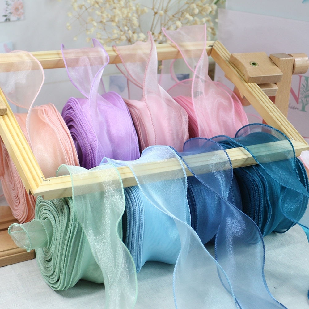 Cuộn Ruy Băng Voan Sóng Bản 4cm x 9m Màu Pastel Xinh Xắn Phụ Kiện Trang Trí Bánh Kem Bó Hoa Thắt Nơ Gói Quà Handmade