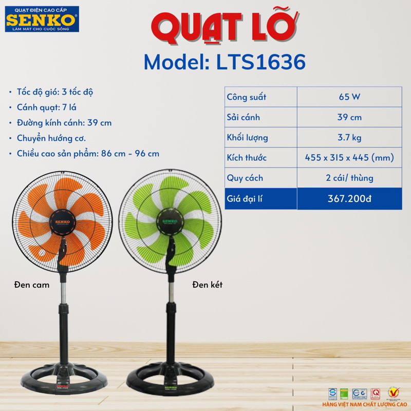 Quạt lỡ thân sắt SENKO LTS1636