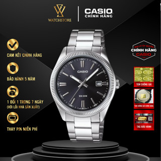 Đồng Hồ Nam Casio MTP-1302D-1A1VDF Màu Đen Kim Trắng Mặt Kính Khoáng 38.5mm Chống Nước Dây Kim Loại Không Gỉ