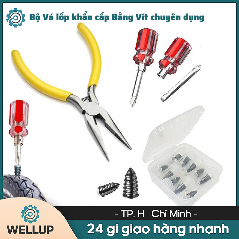 Bộ Vá lốp khẩn cấp Bằng Vít chuyên dụng - Không cần tháo lốp (Hàng Cao Cấp)