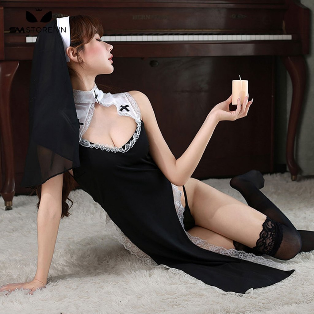 Đồ ngủ cosplay sơ gồm váy dài xẻ cao sexy và phụ kiện - SMS357 | BigBuy360 - bigbuy360.vn