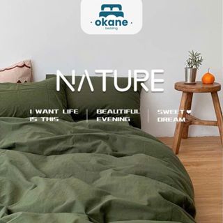  Set chăn ga gối đệm 4 món trơn màu chất cotton Hàn mát mẻ mềm mại 