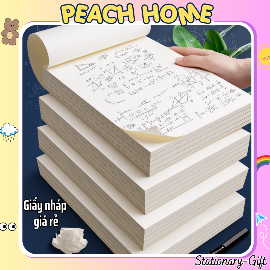 (Chỉ 6k) Tập Giấy Nháp Ghi Chú Notepad Size B5 80 Trang Kẻ Ngang/Caro Không Đục Lỗ / Sổ Vở Giá Rẻ Peach Home A5 A4 1k