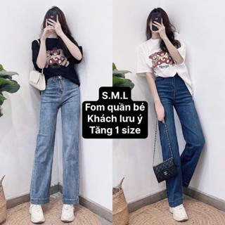 Quần jean ống đứng nữ lai 4 phân chất liệu co giãn , form chuẩn
