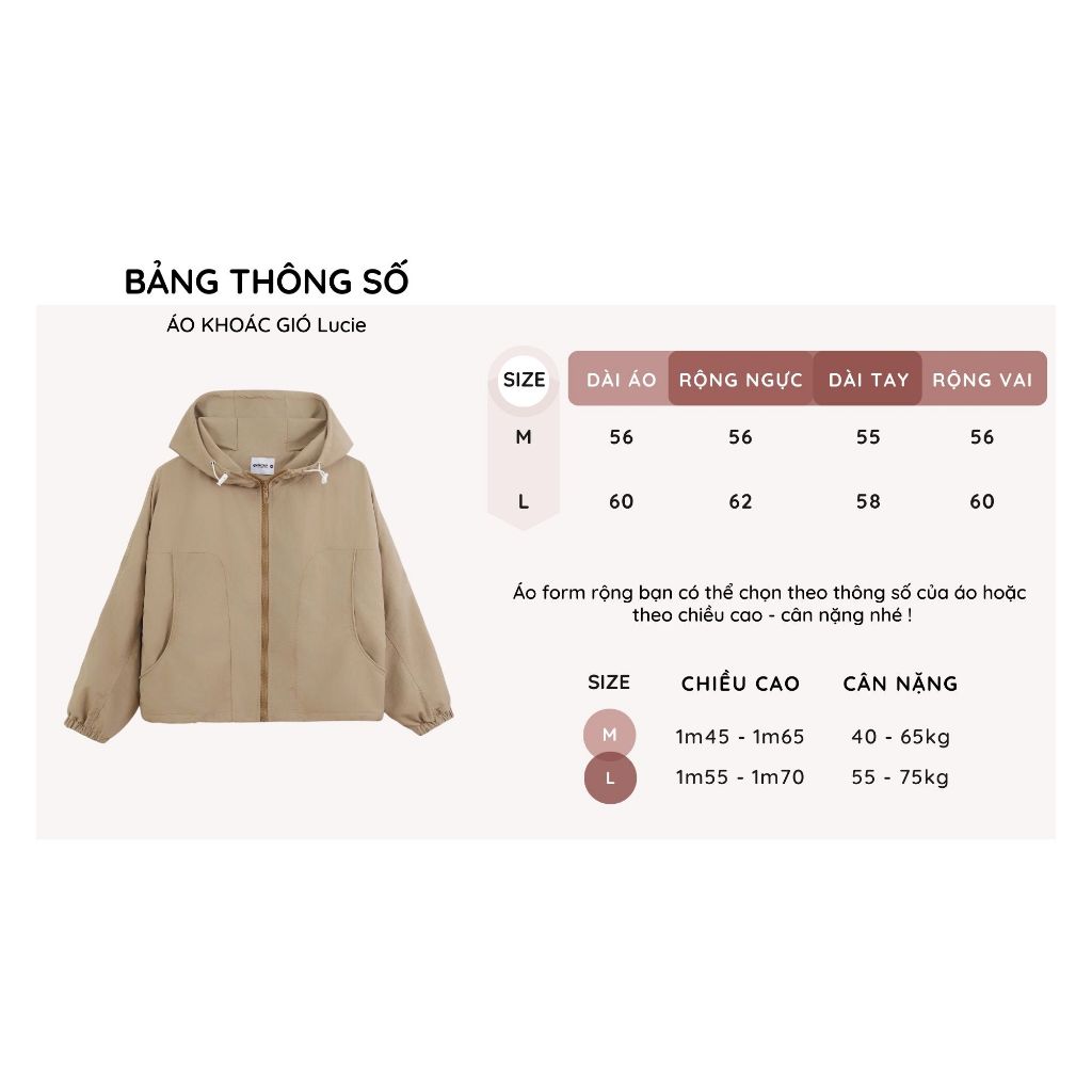 Áo Khoác Gió Nữ Lucie Chống Nắng Chống Mưa Thoáng Mát - Phong Cách Hàn Quốc Thanh Lịch, Mát Mẻ Suốt Ngày - Chống tia UV | BigBuy360 - bigbuy360.vn
