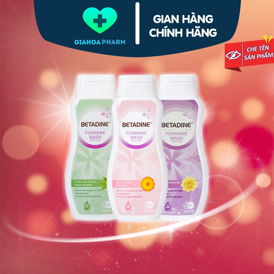 Dung dịch vệ sinh phụ nữ Betadine (CHÍNH HÃNG) Chai 100ml / 250ml (Hồng, tím, xanh) - Giảm ngứa, ngă