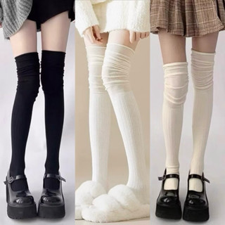 Tất Chân Cotton Dài Qua Gối Họa Tiết Kẻ Sọc Phong Cách JK Hàn Quốc Thời Trang Xuân Thu tất đùi,tất mang boot dài cho nữ