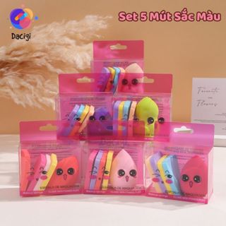  Set 5 mút tán kem nền sử dụng khô và ướt bông mút tán phấn trang điểm mềm mịn an toàn cho da 