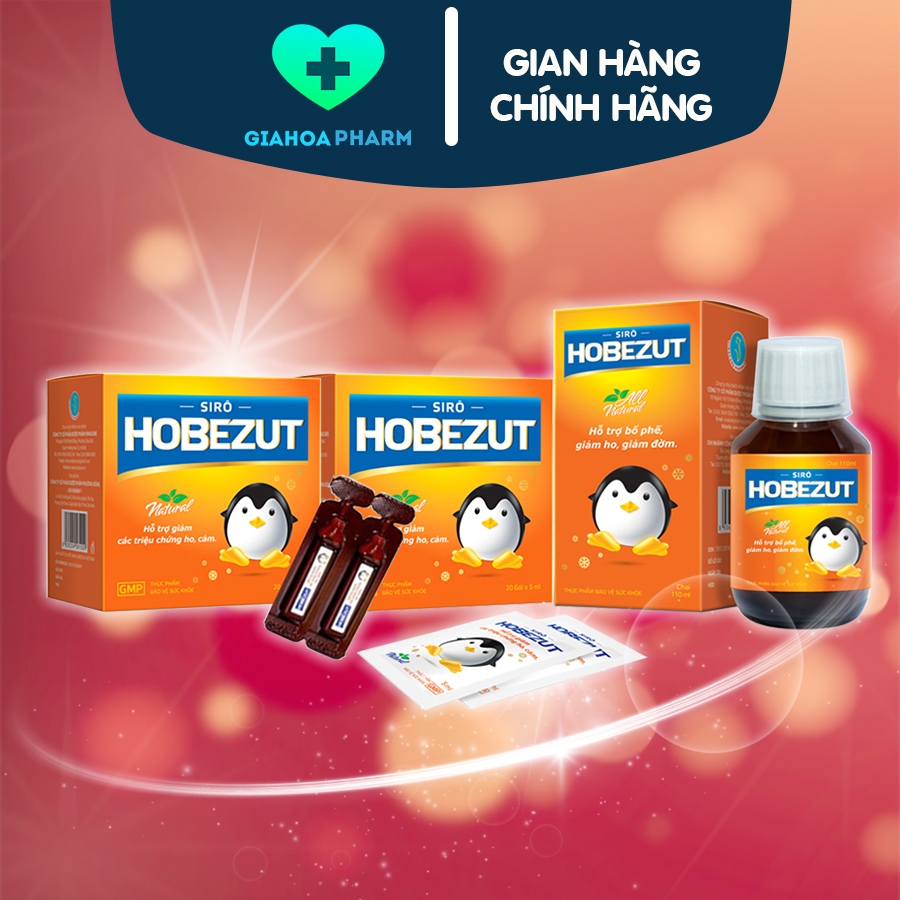 Siro HoBezut / BEZUT - Với cao lá thường xuân, húng chanh, tinh dầu giúp bổ phế, giảm ho, long đàm, 