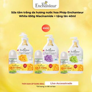Sữa tắm trắng da hương nước hoa Pháp Enchanteur White 650g Niacinamide + tặng lăn 40ml [Accesstrade]